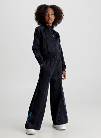 Calvin Klein Siyah Kız Çocuk Dik Yaka Uzun Kollu Lastikli Uzun Eşofman Takımı IG0IG02204BEH