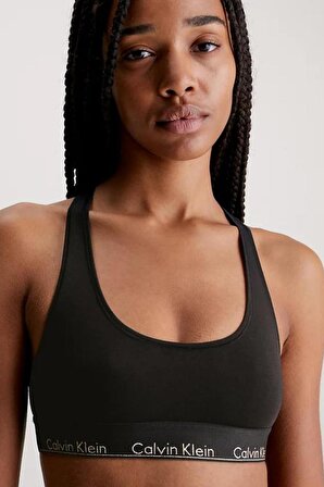 Kadın Calvin Klein İmzalı Elastik Bantlı Sütyen Ve Külot Seti Siyah Sütyen 000QF7453E-UB1