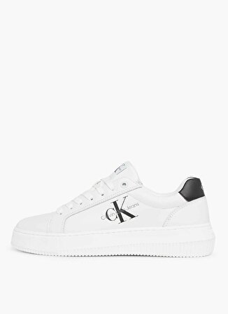 Calvin Klein Beyaz - Siyah Kadın Deri Sneaker YW0YW008230LB