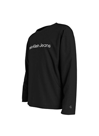 Calvin Klein Siyah Erkek T-Shirt INST. LOGO RELAXED LS T-SHIRT
