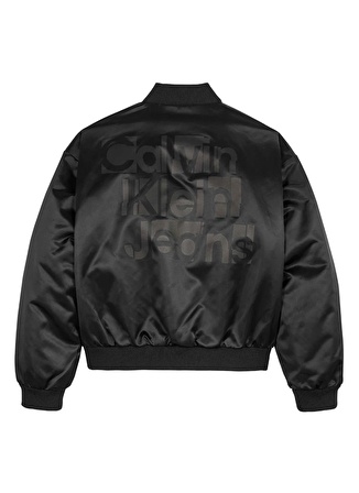 Calvin Klein Siyah Erkek Mont NYLON BOMBER MAT BACK PRINT