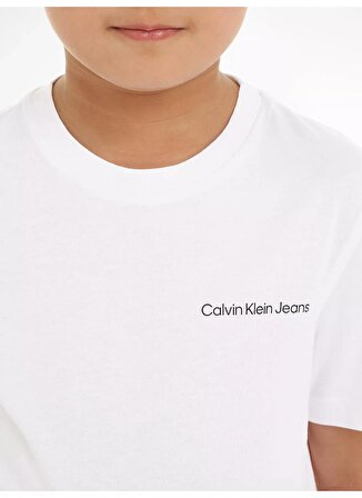 Calvin Klein Beyaz Erkek Çocuk T-Shirt CHEST INST. LOGO SS T-SHIRT