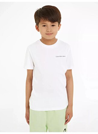 Calvin Klein Beyaz Kadın T-Shirt CHEST INST. LOGO SS T-SHIRT