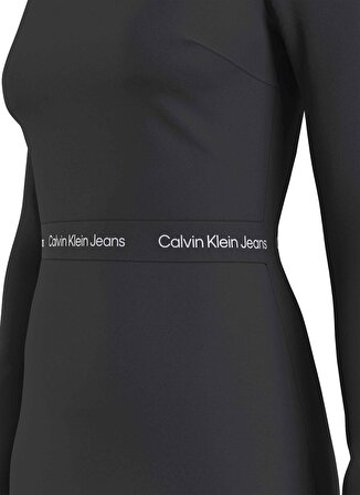 Calvin Klein Jeans Yuvarlak Yaka Düz Siyah Kısa Kadın Elbise J20J222518BEH