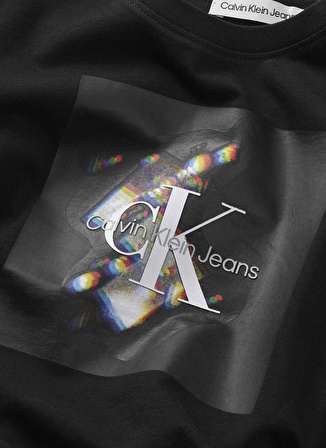 Calvin Klein Baskılı Siyah Kız Çocuk T-Shirt CRYSTAL MONOGRAM T-SHIRT