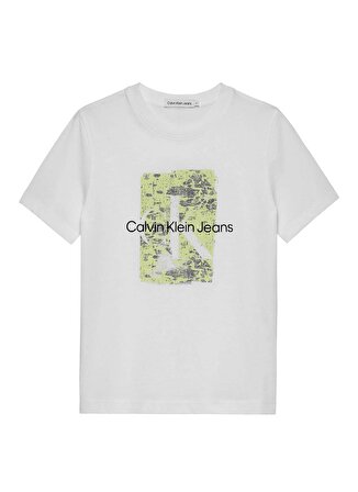 Calvin Klein Baskılı Beyaz Erkek T-Shirt SECOND SKIN PRINT SS T-SHIRT