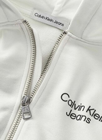 Calvin Klein Beyaz Erkek Hırka TERRY COLOR BLOCK ZIP-THROUGH