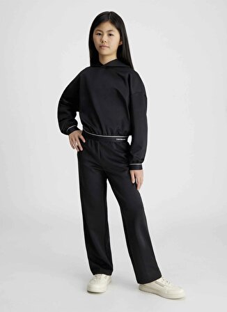 Calvin Klein Siyah Kız Çocuk Eşofman Takımı SHINE LOGO TAPE HWK HOODIE SET