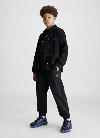 Calvin Klein Erkek Siyah Sweatshırt MIX MEDIA MONOCHROME HOODIE