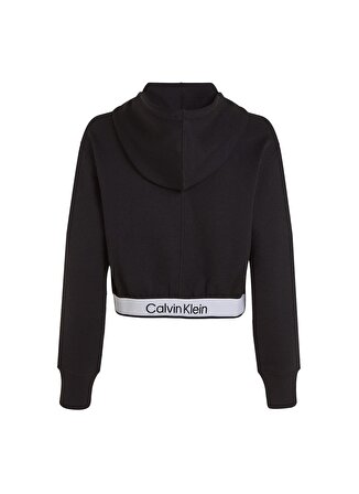 Calvin Klein Siyah Kadın Kapüşon Yaka Standart Fit Zip Ceket 00GWS4J400BAE-PW  - Full Zip Hoodie