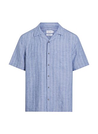 Calvin Klein Slim Fit Düğmeli Yaka Mavi Erkek Gömlek K10K112701C41