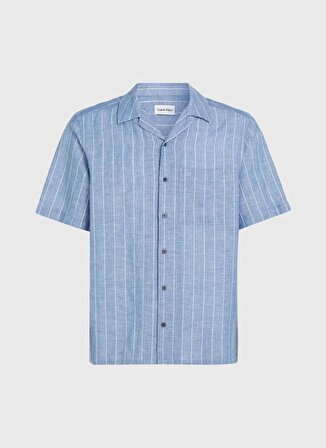 Calvin Klein Slim Fit Düğmeli Yaka Mavi Erkek Gömlek K10K112701C41