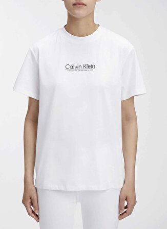 Calvin Klein Bisiklet Yaka Düz Beyaz Kadın T-Shirt COORDINATES REGULAR T-SHIRT SS