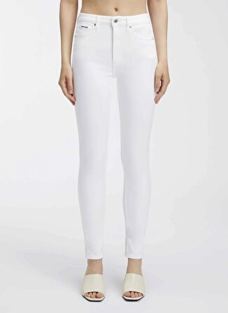 Calvin Klein Yüksek Bel Skinny Paça Normal Beyaz Kadın Denim Pantolon HIGH RISE SKINNY INFINITE WHITE