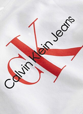Calvin Klein Jeans Kapüşon Yaka Baskılı Beyaz Kadın Sweatshırt J20J223077YAF