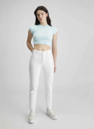 Calvin Klein Jeans Yüksek Bel Dar Paça Normal Beyaz Kadın Denim Pantolon J20J2227651AA