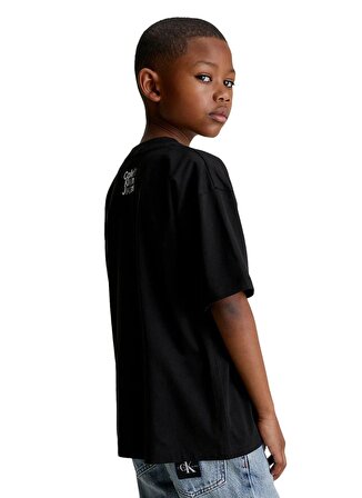 Calvin Klein Baskılı Siyah Erkek T-Shirt MAXI INST.LOGO RLXD SS T-SHIRT