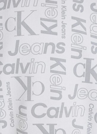 Calvin Klein Baskılı Erkek Beyaz Sweatshırt INST. CK AOP CREWNECK