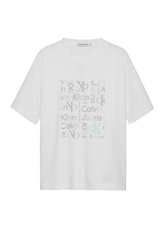 Calvin Klein Baskılı Beyaz Erkek T-Shirt INST. CK AOP PLACED BOX T-SHIRT