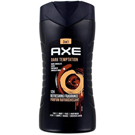 Axe Dark Temptation 3in1 Erkek Duş Jeli 250ML 2 Adet + Dark Temptation Erkek Sprey Deodorant 150ML 3lü Set