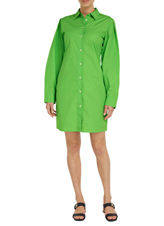 Tommy Hilfiger Gömlek Yaka Yeşil Mini Kadın Elbise WW0WW37976LWY