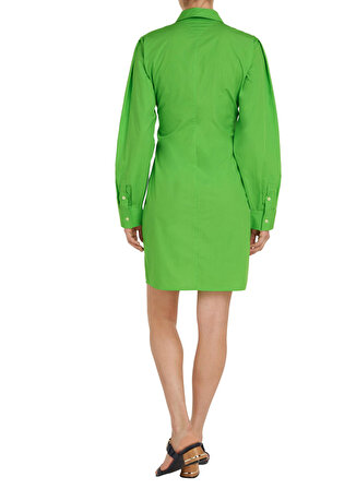 Tommy Hilfiger Gömlek Yaka Yeşil Mini Kadın Elbise WW0WW37976LWY