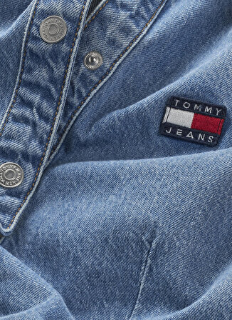 Tommy Jeans Gömlek Yaka Baskılı Lacivert Mini Kadın Elbise DW0DW158921