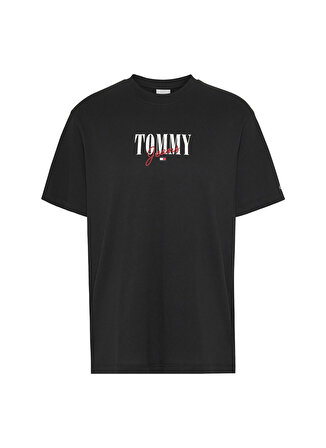 Tommy Jeans Bisiklet Yaka Baskılı Siyah Kadın T-Shirt DW0DW16441BDS