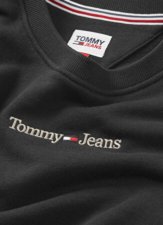 Tommy Jeans Bisiklet Yaka Düz Siyah Kadın Sweatshırt DW0DW16931BDS