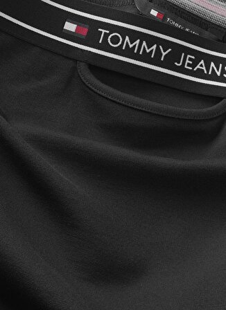 Tommy Jeans Straplez Yaka Düz Siyah Kısa Kadın Elbise TJW TAPING CUT OUT BANDEAU DRESS