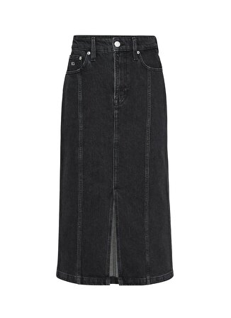 Tommy Jeans Normal Bel Siyah Kadın Düz Uzun Etek CLAIRE HGH MIDI SKIRT AH7185