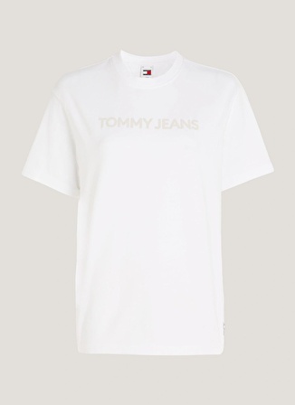 Tommy Jeans Bisiklet Yaka Düz Beyaz Kadın T-Shirt TJW RLX BOLD CLASSIC TEE EXT