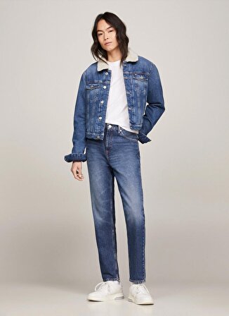Tommy Jeans Yüksek Bel Düz Paça Normal Mavi Kadın Denim Pantolon IZZIE HGH SL ANK FLAG AH6037