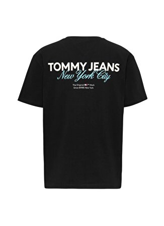 Tommy Jeans Düz Siyah Erkek T-Shirt DM0DM18286BDS