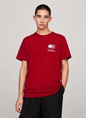 Tommy Jeans Düz Kırmızı Erkek T-Shirt DM0DM18263XMO
