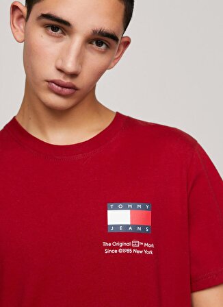 Tommy Jeans Düz Kırmızı Erkek T-Shirt DM0DM18263XMO
