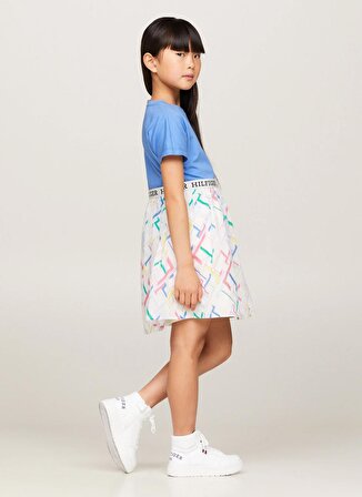 Tommy Hilfiger Desenli Beyaz Kız Çocuk Kısa Elbise MULTI MONOGRAM COMBI DRESS