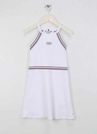 Tommy Hilfiger Düz Beyaz Kadın Kısa Elbise HILFIGER 1985 SPORT DRESS