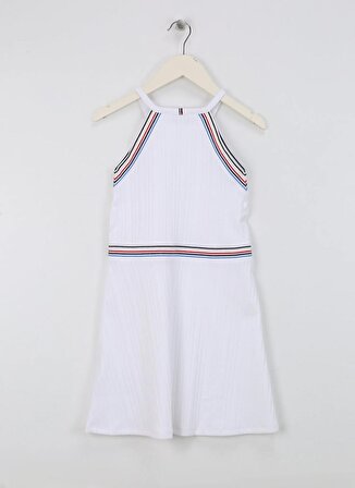 Tommy Hilfiger Düz Beyaz Kadın Kısa Elbise HILFIGER 1985 SPORT DRESS