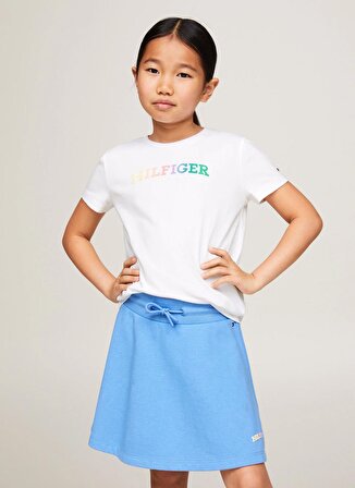 Tommy Hilfiger Baskılı Beyaz Kız Çocuk T-Shirt MONOTYPE TEE S/S