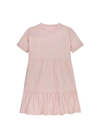 Tommy Hilfiger Baskılı Pembe Kadın Kısa Elbise HILFIGER HEART TIERED DRESS