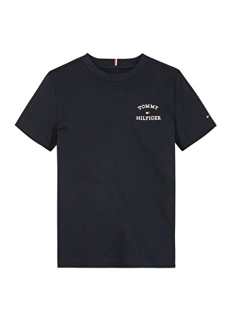 Tommy Hilfiger Düz Lacivert Erkek T-Shirt TH LOGO TEE S/S