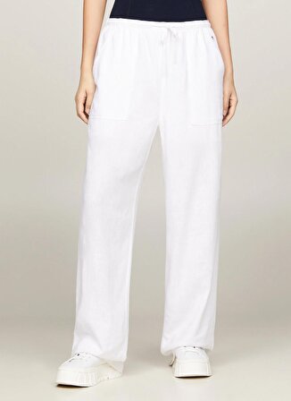 Tommy Jeans Lastikli Bel Normal Beyaz Kadın Pantolon TJW HARPER LINEN PANT