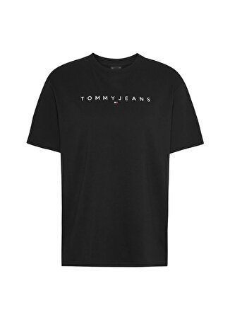 Tommy Jeans Bisiklet Yaka Düz Siyah Kadın T-Shirt TJW RLX NEW LINEAR TEE