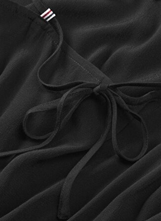 Tommy Jeans V Yaka Düz Siyah Kısa Kadın Elbise TJW ESSENTIAL STRAPPY DRESS