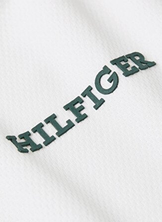 Tommy Hilfiger Bisiklet Yaka Düz Beyaz Kadın T-Shirt MONOTYPE HILFIGER RLX MESH TEE