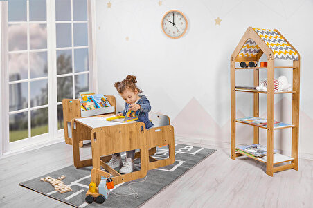 Bebek/çocuk Odası Ahşap Çok Amaçlı Raf, Oyuncak Toplama Depolama, Kitaplık - 4 Raflı