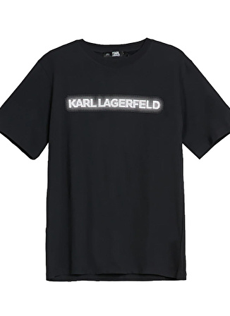 KARL LAGERFELD Bisiklet Yaka Baskılı Siyah Kadın T-Shirt 230W1782