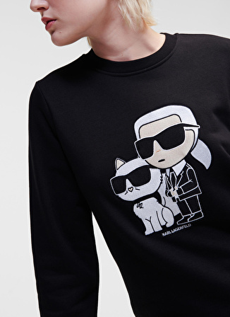 KARL LAGERFELD Bisiklet Yaka Baskılı Siyah Kadın Sweatshırt 230W1803