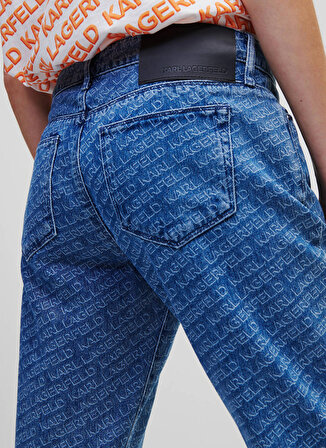 KARL LAGERFELD Yüksek Bel Düz Paça Normal Mavi Kadın Denim Pantolon 231W1180